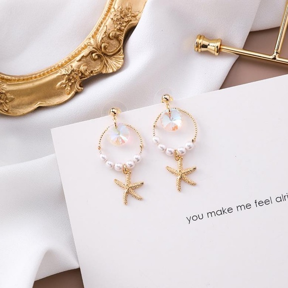 ❤️️NEW UNIQUE Hoop Star Handmade Earrings Z6 - Picture 1 of 6